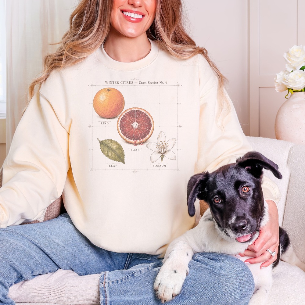 Winter Citrus Cross-Section No. 4 Botanical Chart Sweatshirt